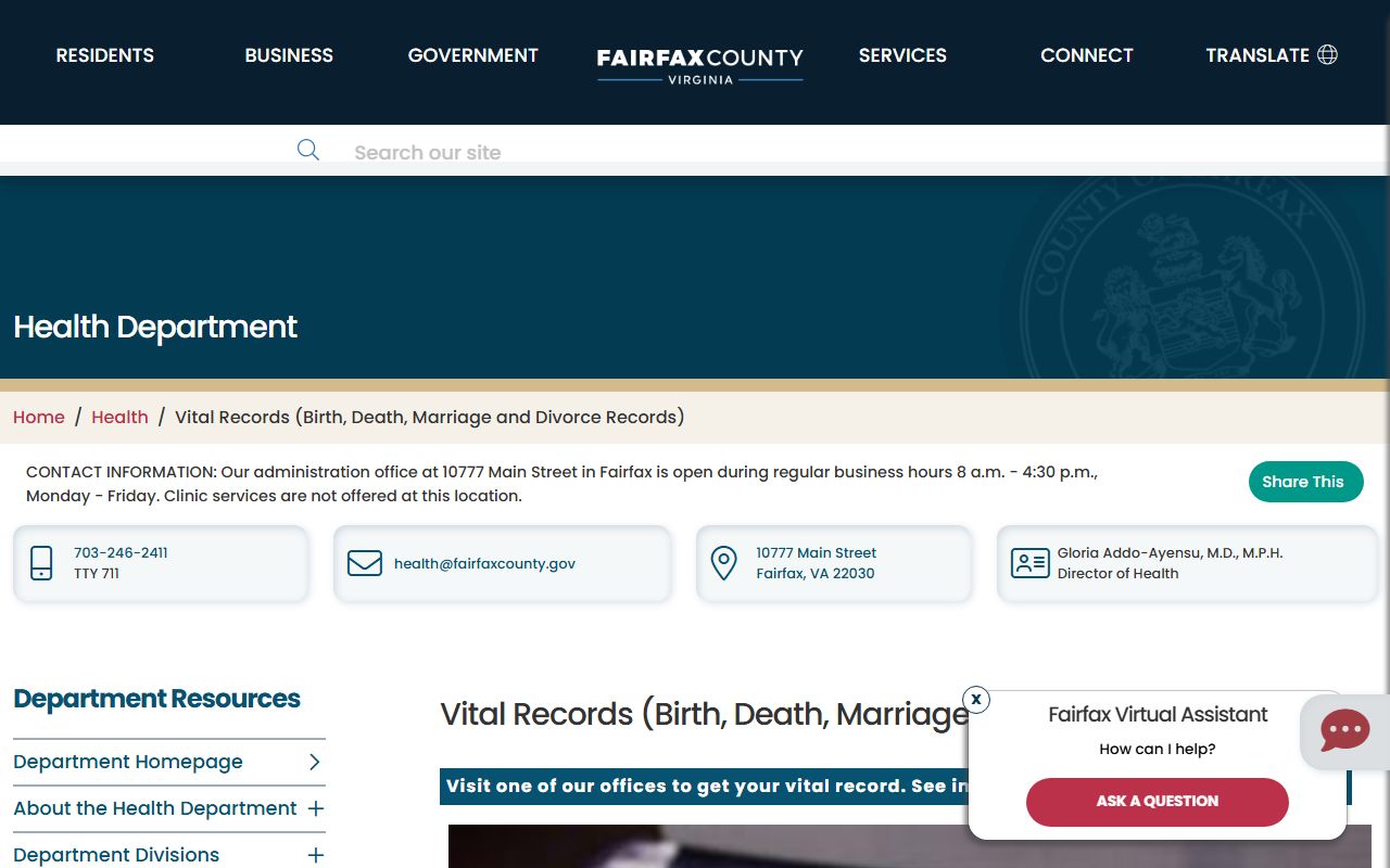 Fairfax County obituary death records