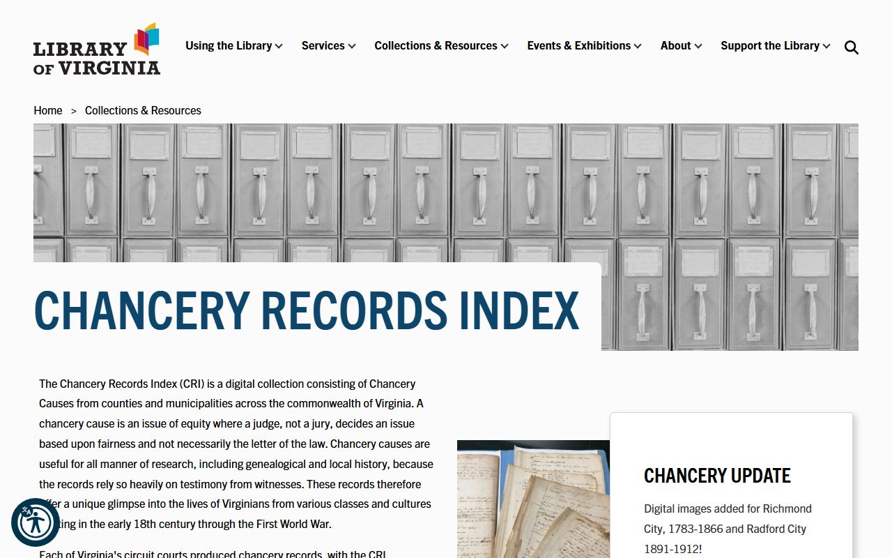 Library of Virginia collections research index for Virginia obituary records